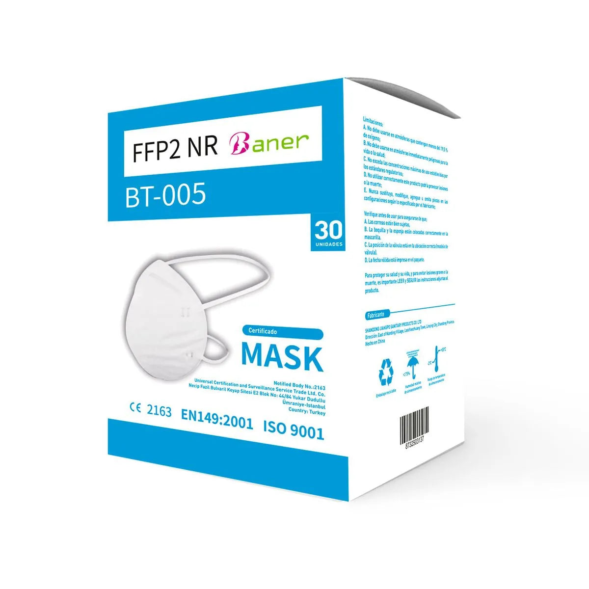 Respirador de Libre Mantenimiento No Reutilizable - Protección Eficaz contra Partículas (30u)