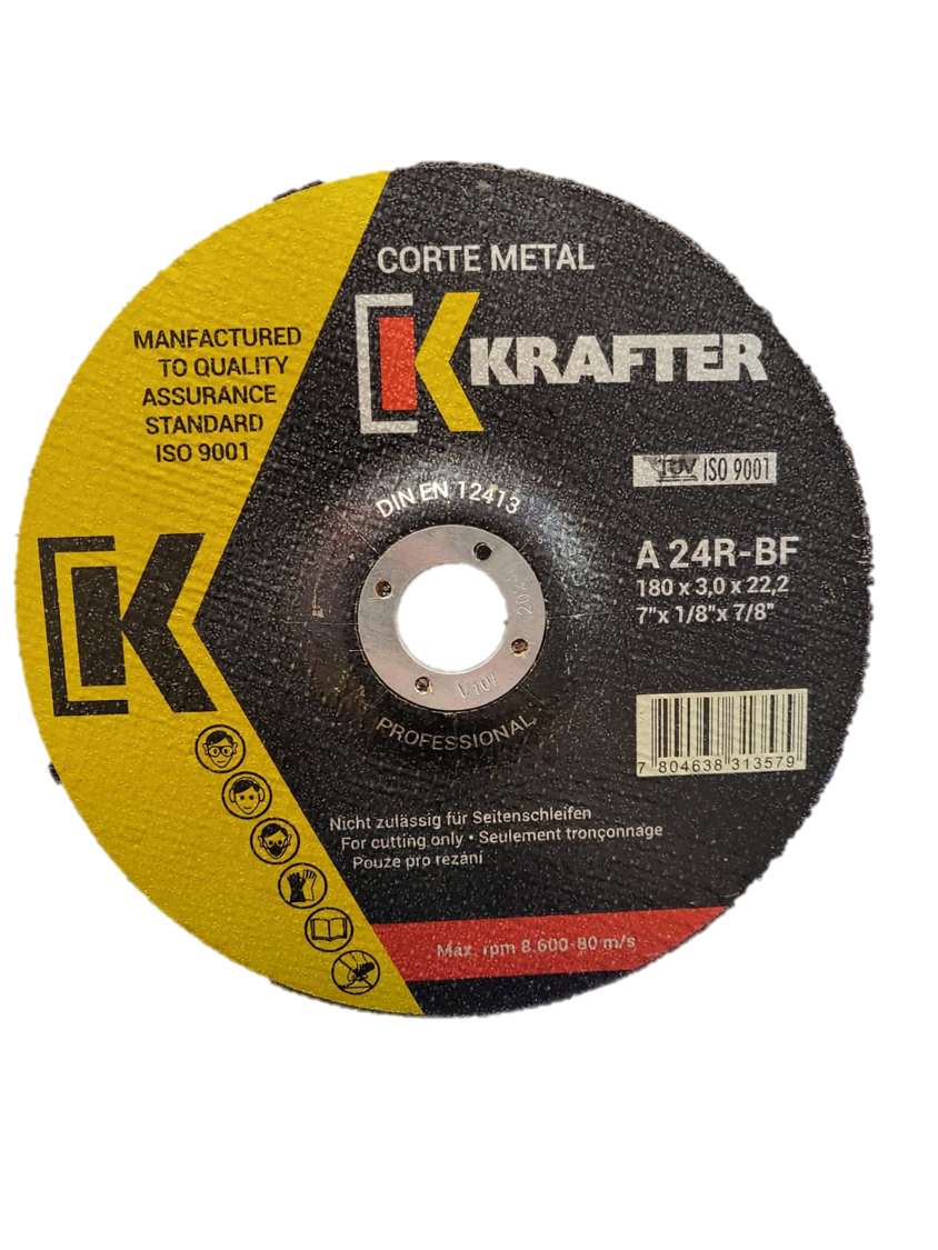 Disco Corte Inox 9” Krafter 2,0 mm | Pack 50 Discos para Acero Inoxidable