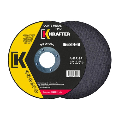 Disco Corte Metal 4,5” Krafter 1,0 mm | Pack 50 Discos Corte Fino