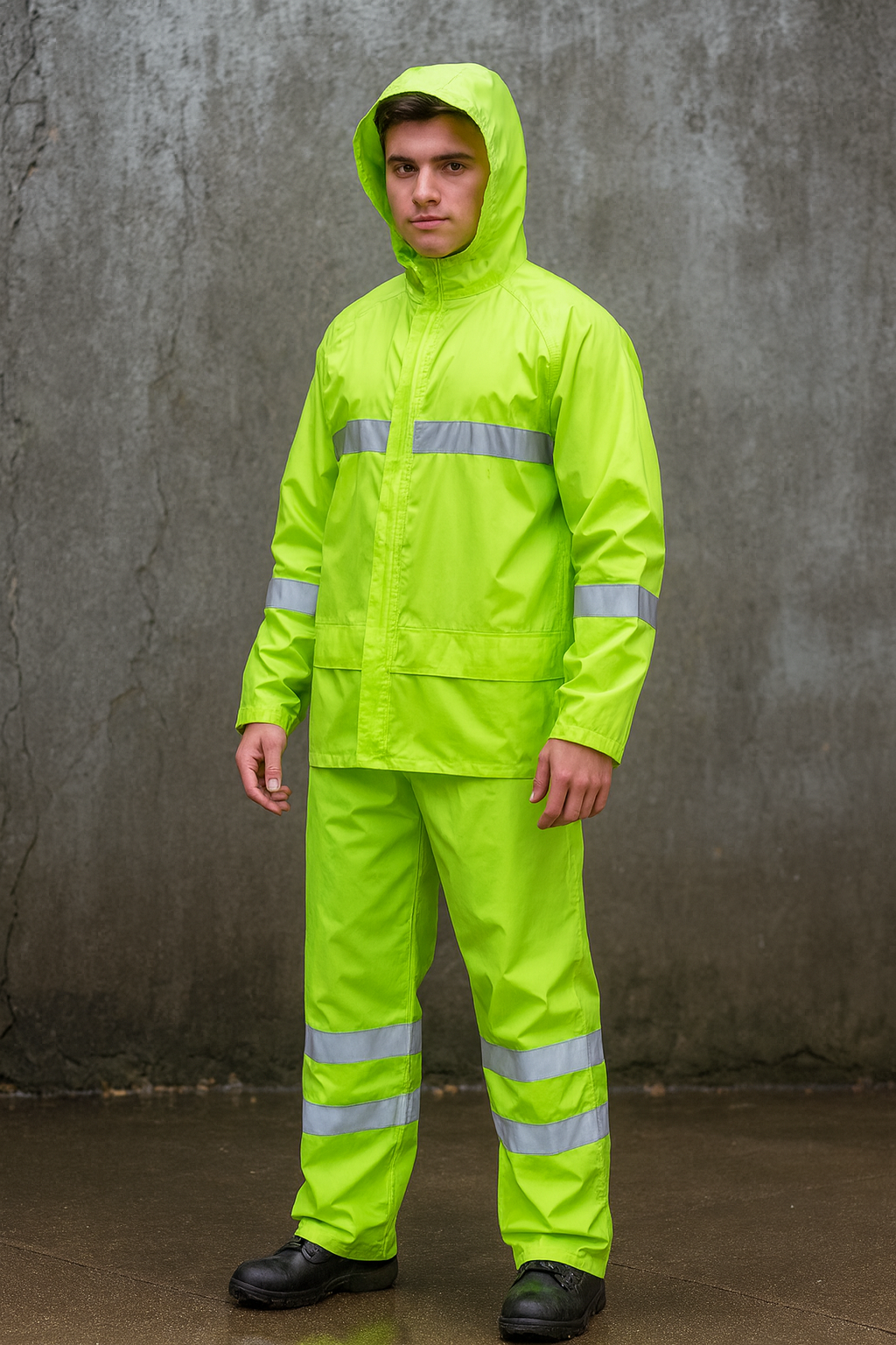 Traje Lluvia Verde Alta Visibilidad con Cinta Reflectante