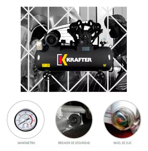 Compresor de Aire Krafter 10HP 300 Litros 380V | Compresor Industrial Trifásico