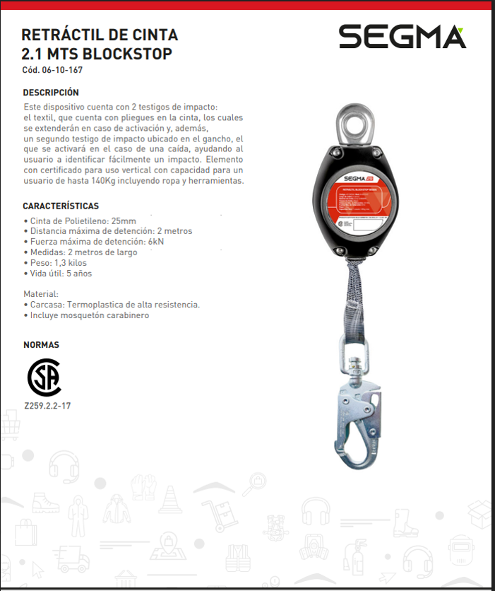 Retráctil de cinta 2.1mt