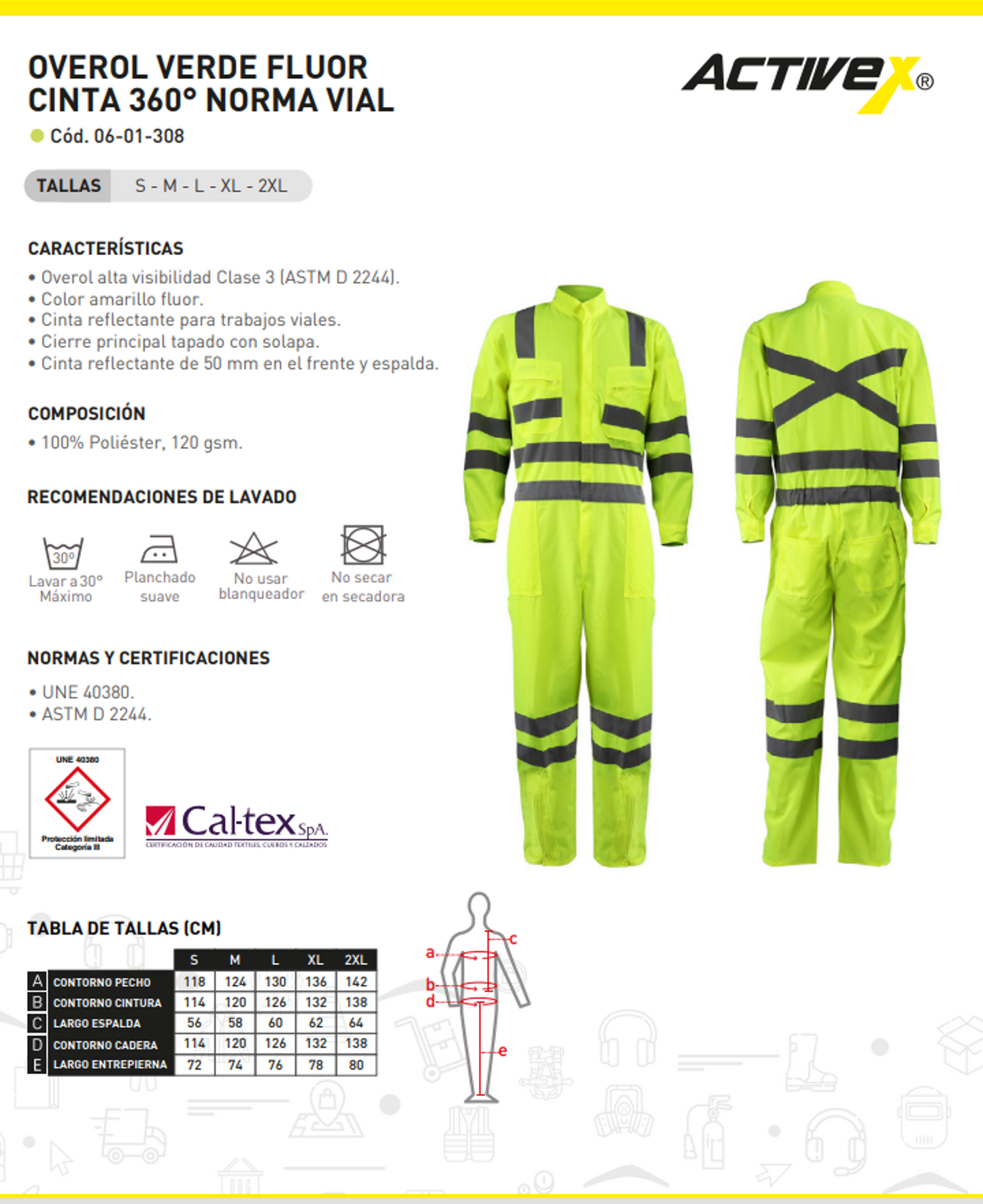 Overol relfectante Verde Fluor Cinta 360 Norma Vial