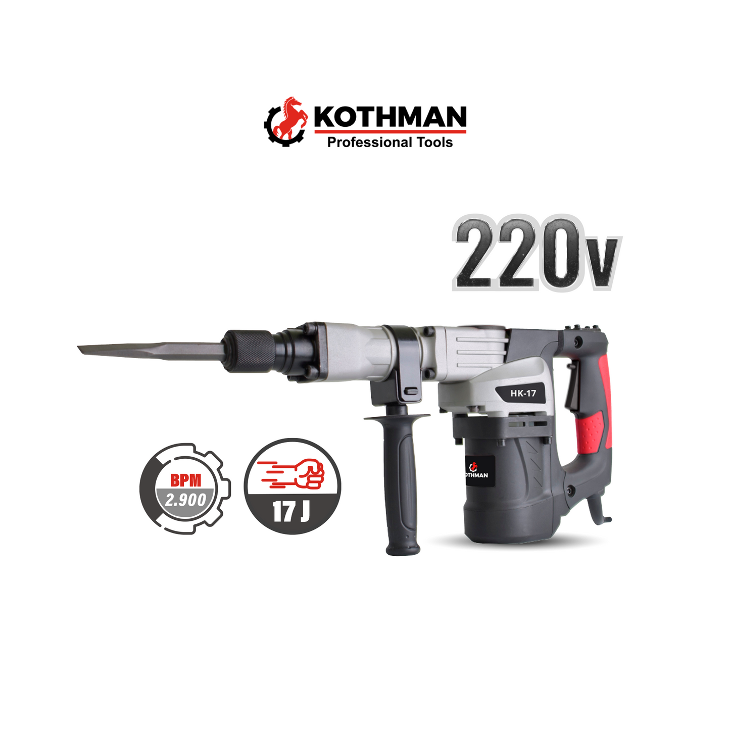 Martillo Demoledor HK17 1500 w, 17 Joules.