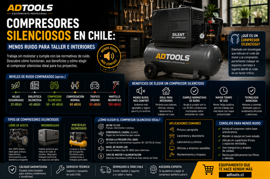 Compresores Silenciosos en Chile: menos ruido para taller e interiores