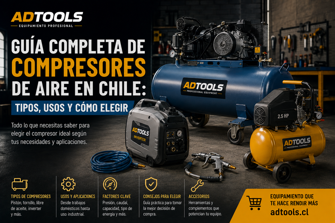 Guía completa de compresores de aire en Chile: tipos, usos y cómo elegir