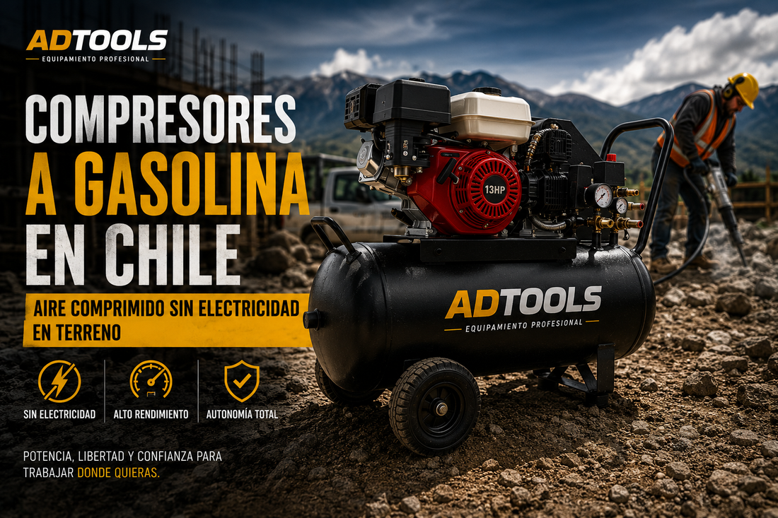 Compresores a Gasolina en Chile: aire comprimido sin electricidad en terreno