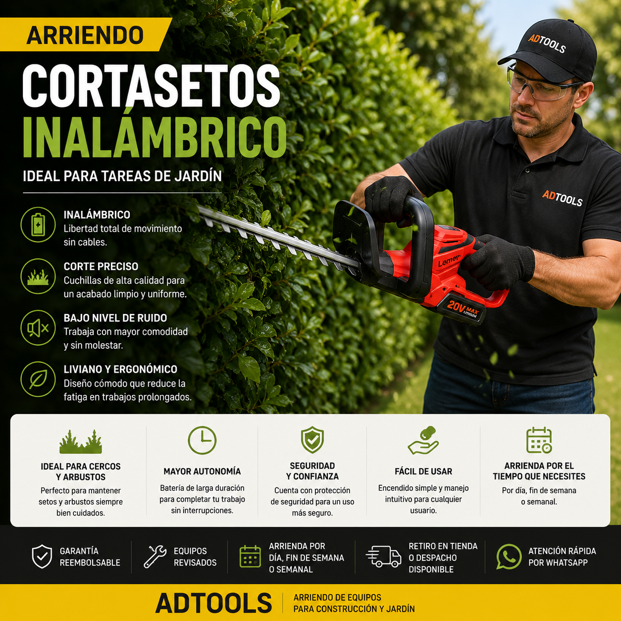 Arriendo Cortasetos Inalámbrico para Jardín | Poda de Cercos y Arbustos