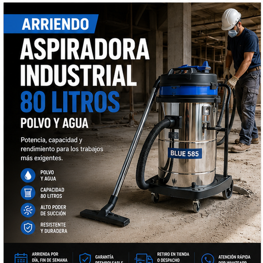 Arriendo Aspiradora Industrial 80 Litros para Polvo y Agua | Alta Potencia