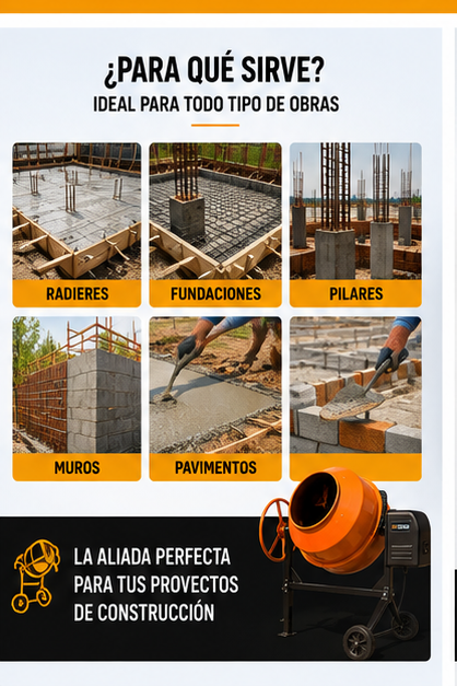 Arriendo Betonera 210 Litros de Volteo Lateral | Mezcladora de Concreto