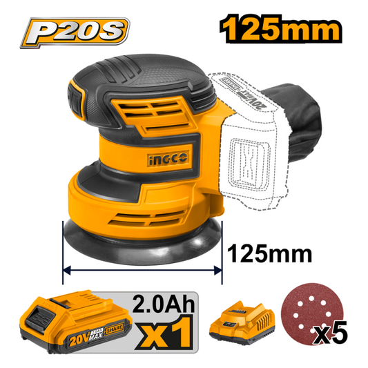 Lijadora Roto orbital 125mm inalámbrica 20V (Sin Batería)