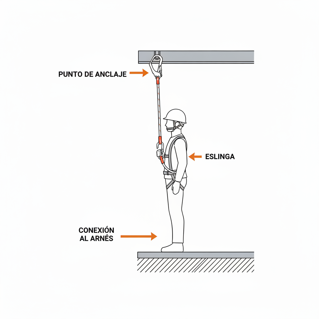 Cabo de vida simple para trabajos en altura y sistemas de detención de caídas.