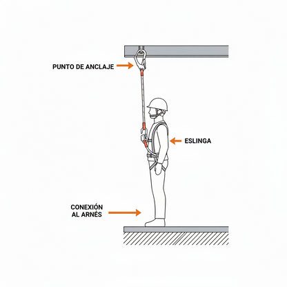 Cabo de vida simple para trabajos en altura y sistemas de detención de caídas.