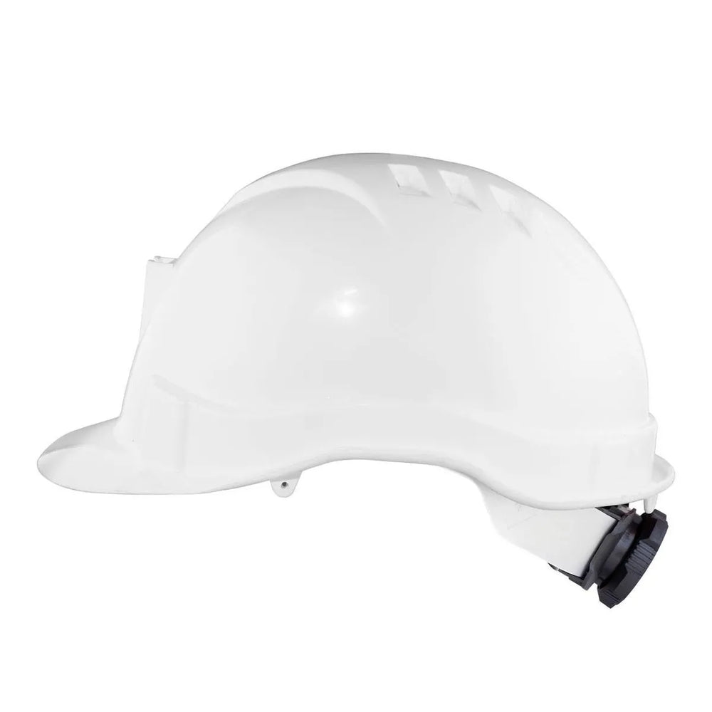 Casco de seguridad industrial blanco con porta lámpara - Adtools
