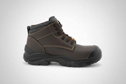 Botín de seguridad anticlavo resistente para trabajos industriales y construcción.