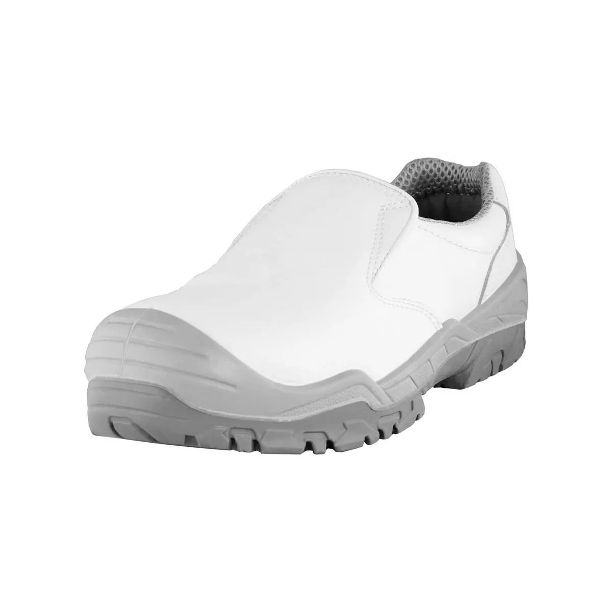 Zapato de seguridad blanco sin cordón