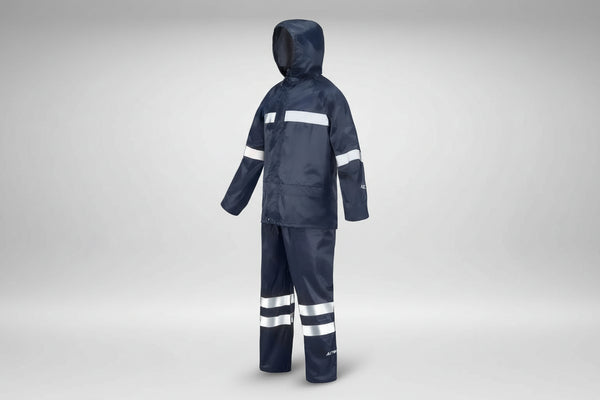 Traje de Lluvia Azul Reflectante | Impermeable para Trabajo en Terreno