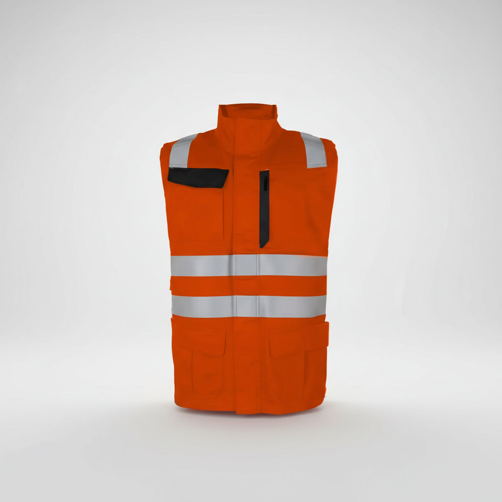 Chaleco Geologo Ignifugo EN11612 + AS 9,5cal Naranjo