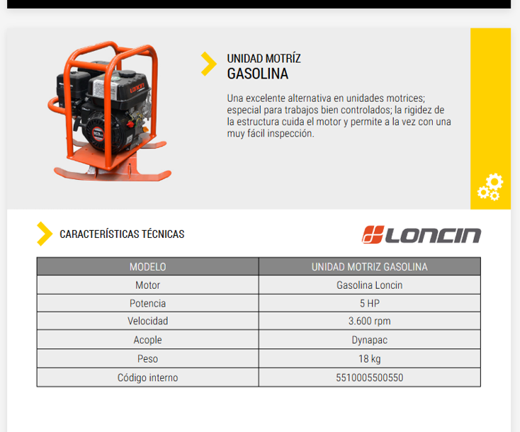 Unidad Motriz Gasolina 6.5HP Base giratoria