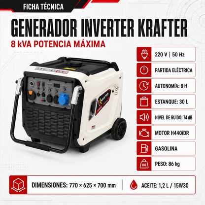 Generador Inverter Krafter KRH11500IE 8,5 KVA con Conexión ATS