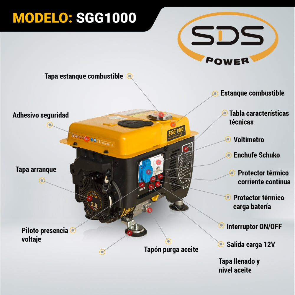 Generador Gasolina 0.8 Kw SGG1000