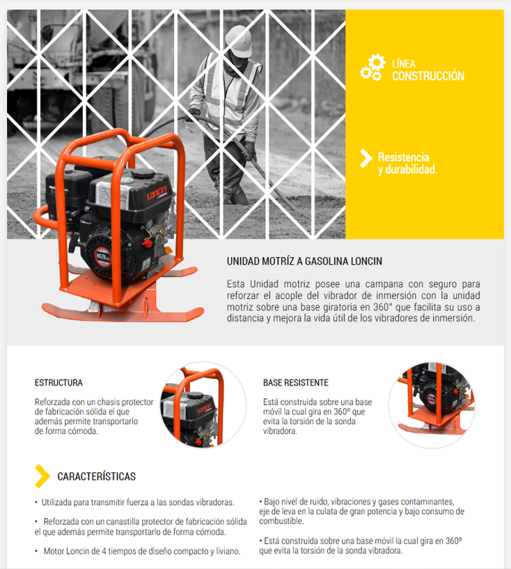 Unidad Motriz Gasolina 6.5HP Base giratoria