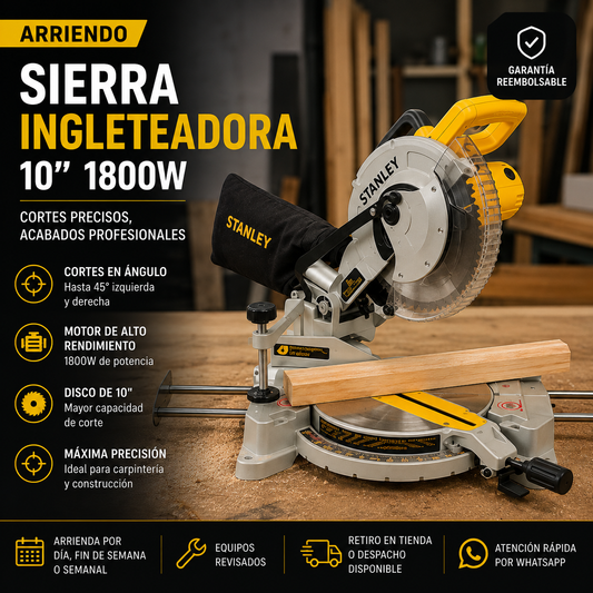 Arriendo Sierra Ingleteadora 10" 1800W | Corte Preciso para Madera
