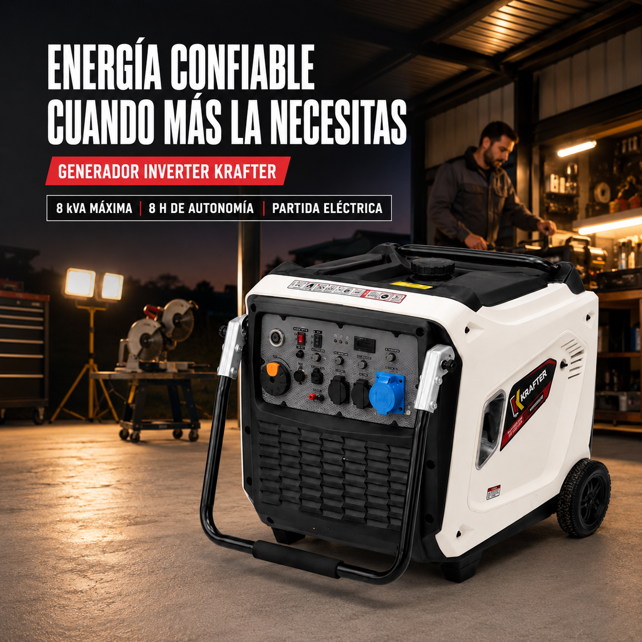 Generador Inverter Krafter KRH11500IE 8,5 KVA con Conexión ATS