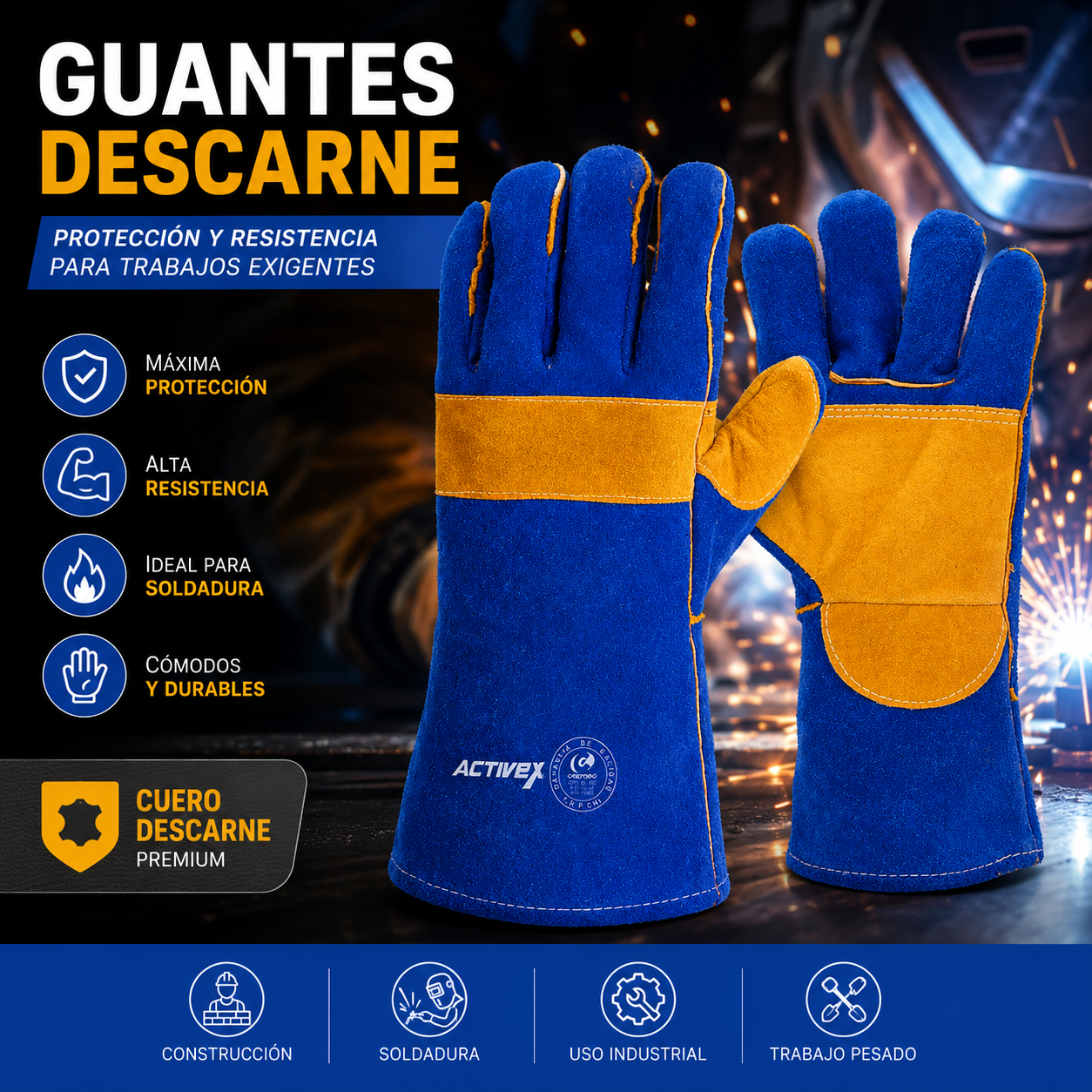 Guante de Descarne para Trabajo Industrial | Resistente para Soldadura y Construcción