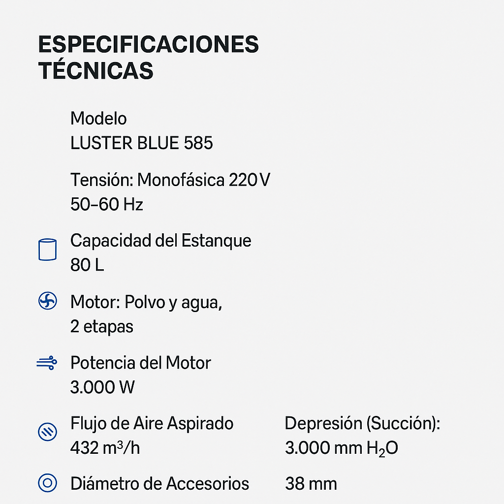 Aspiradora Industrial 80L Blue 585