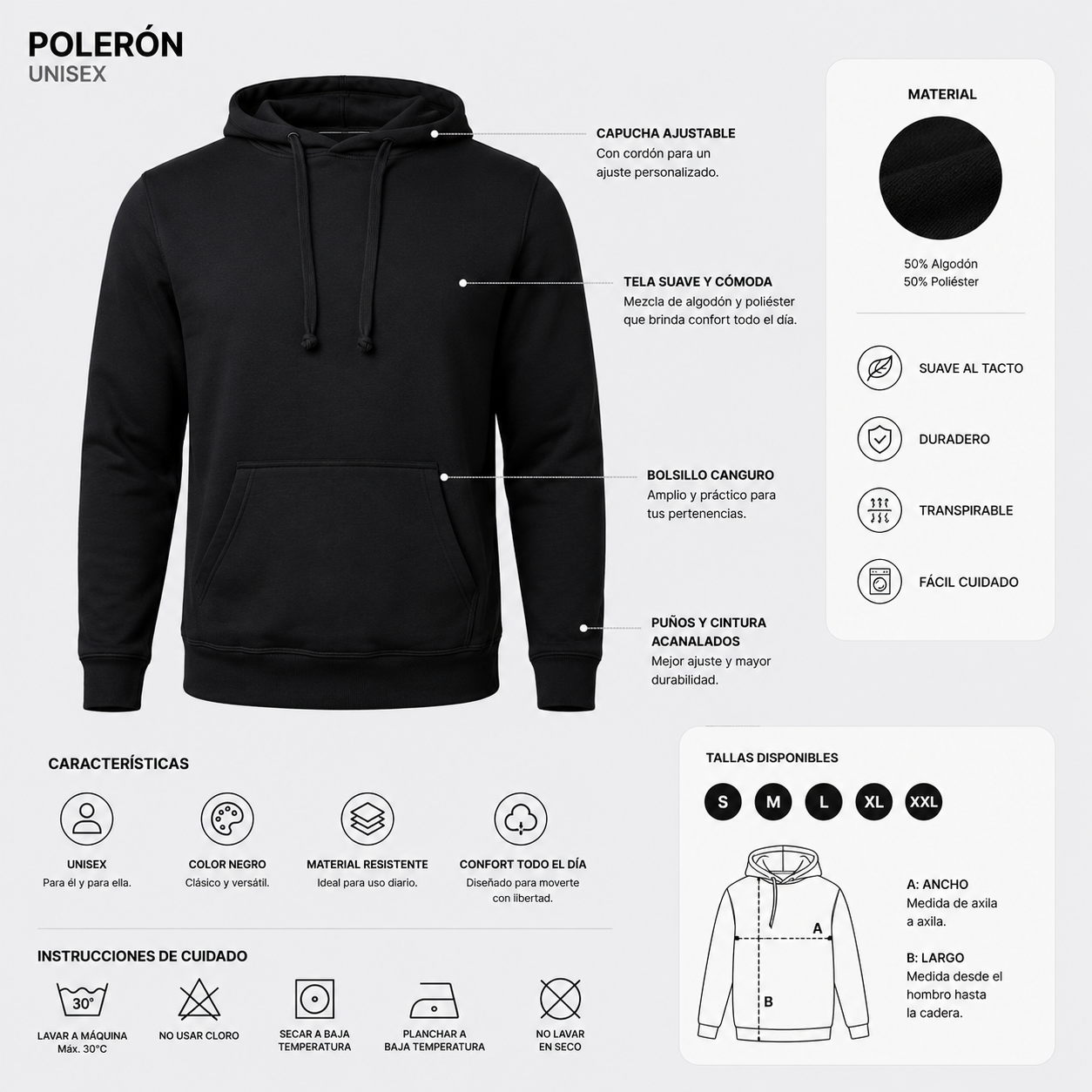 Polerón Canguro algodón