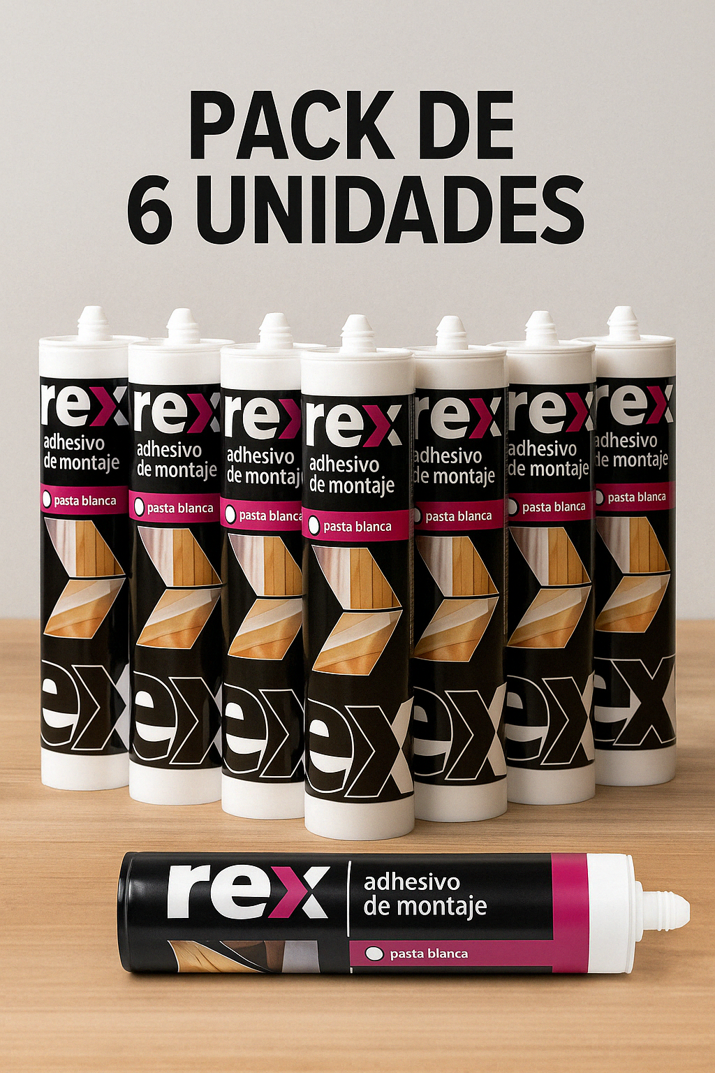 Adhesivo Montaje Cartucho 300ml Rex Pack 6 unidades