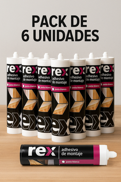 Adhesivo Montaje Cartucho 300ml Rex Pack 6 unidades
