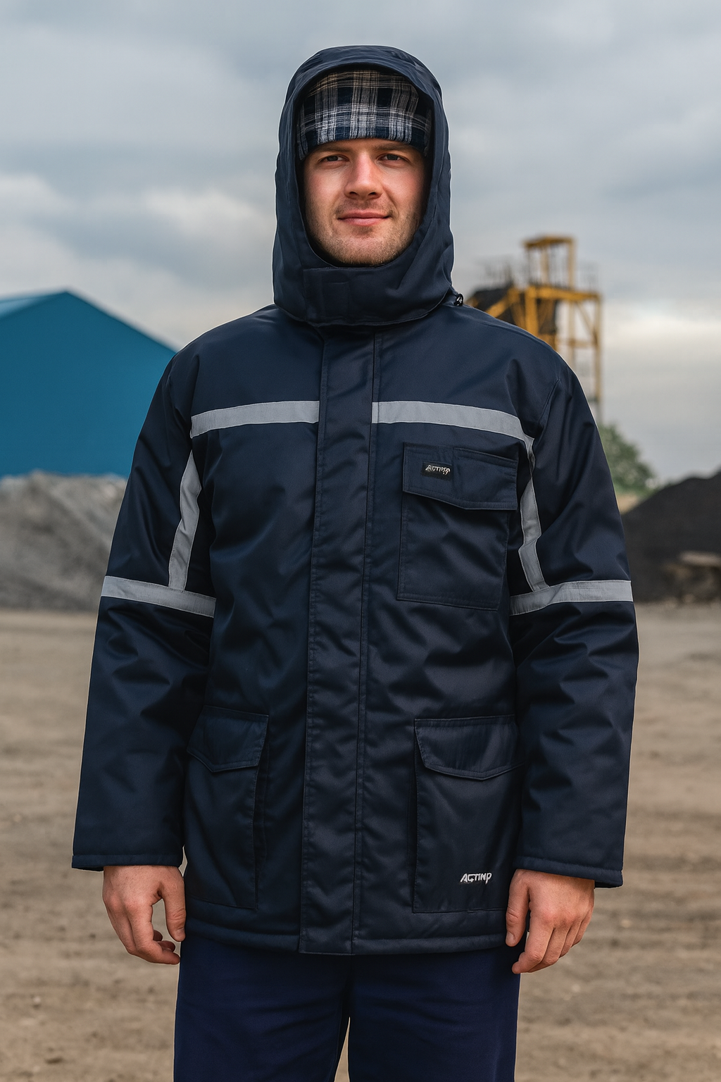 Parka térmica Azul Negro Forro Franela