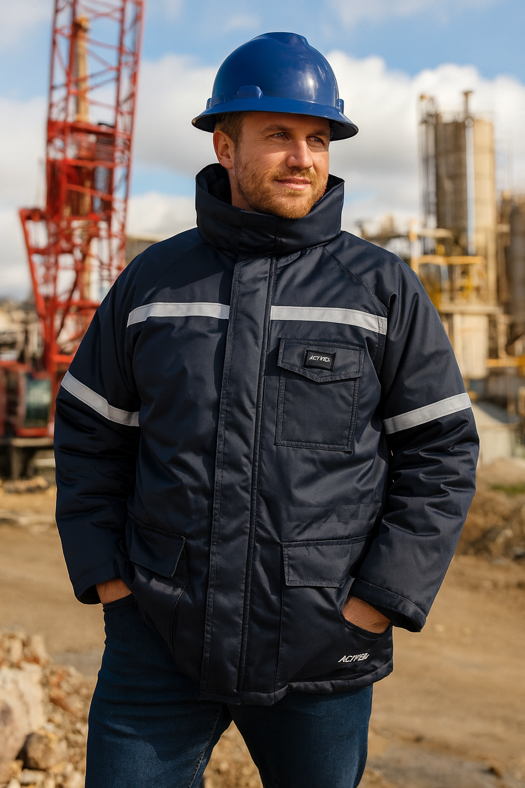 Parka térmica Azul Negro Forro Franela