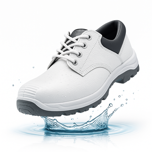 Zapato de seguridad blanco con puntera de acero