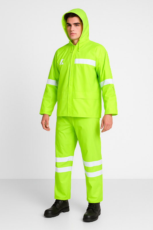 Traje Lluvia Verde Alta Visibilidad con Cinta Reflectante