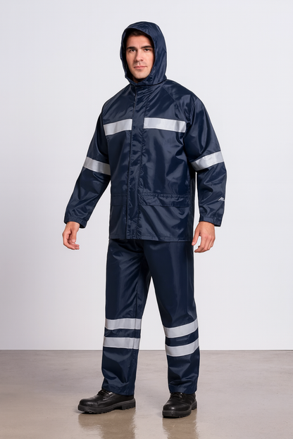 Traje Lluvia Azul con Cinta Reflectante