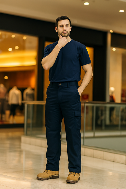 Pantalón Cargo Gabardina azul