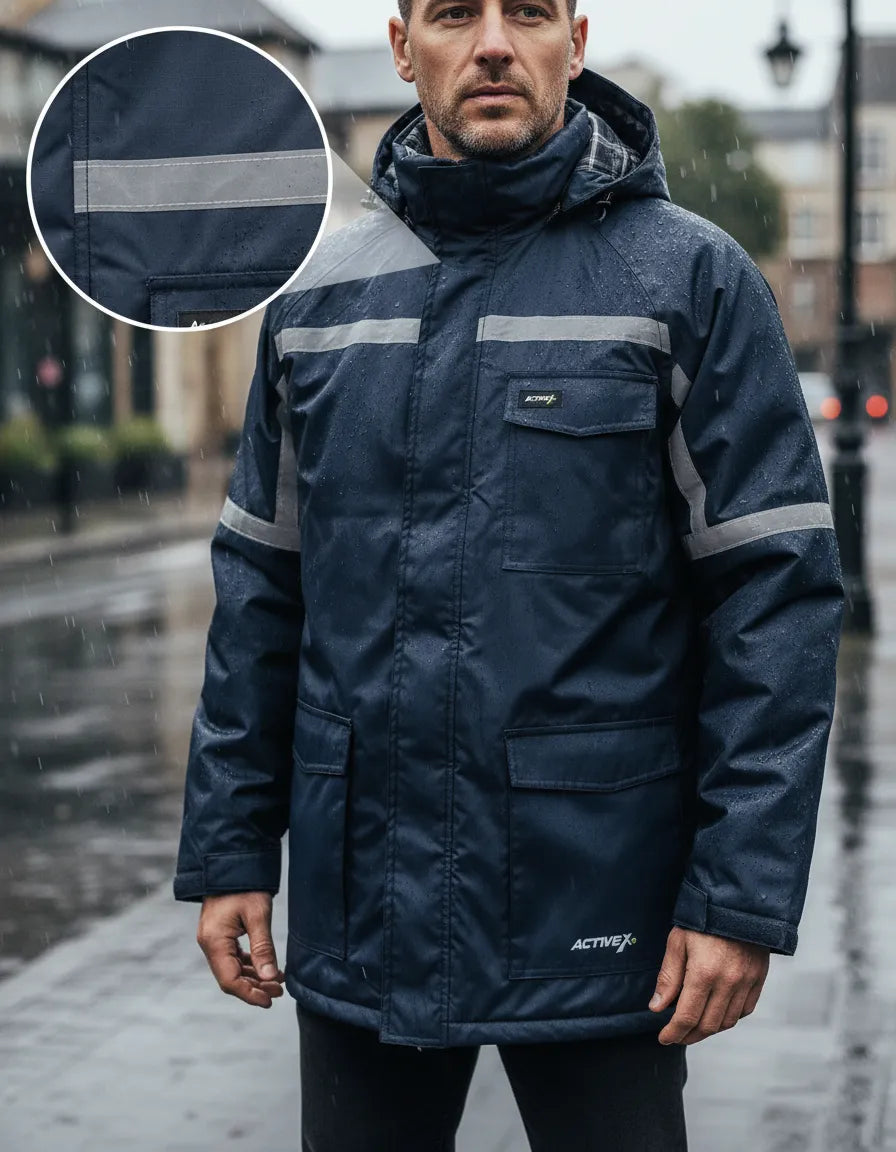 Parka Térmica Repelente al Agua Azul Hombre | Abrigo Liviano para Frío y Llovizna