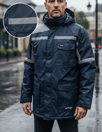 Parka Térmica Repelente al Agua Azul Hombre | Abrigo Liviano para Frío y Llovizna