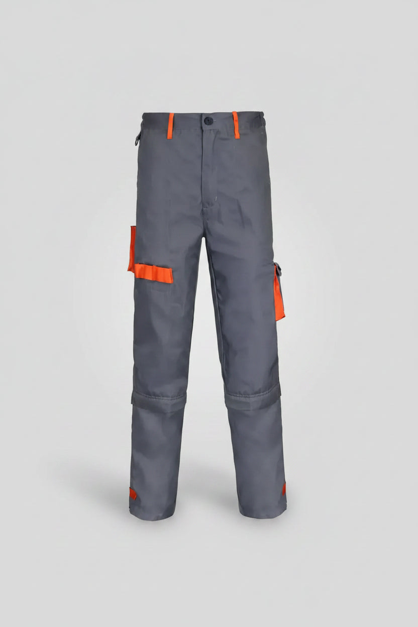 Pantalón Cargo de Trabajo Gabardina Gris Naranjo Hombre | Resistente y Funcional