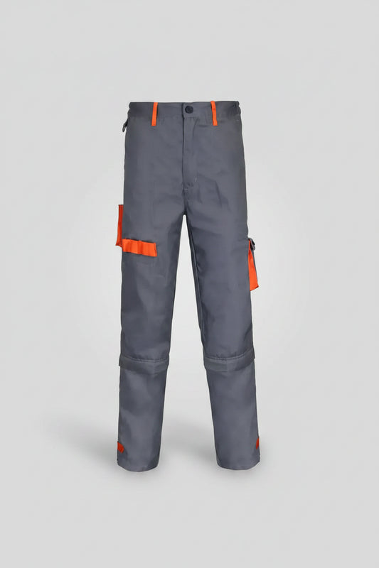 Pantalón Cargo de Trabajo Gabardina Gris Naranjo Hombre | Resistente y Funcional