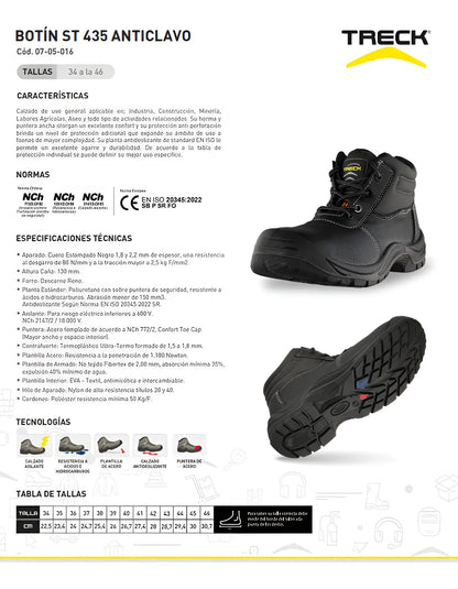 Zapato de Seguridad anticlavo con Puntera Acero Unisex ST435