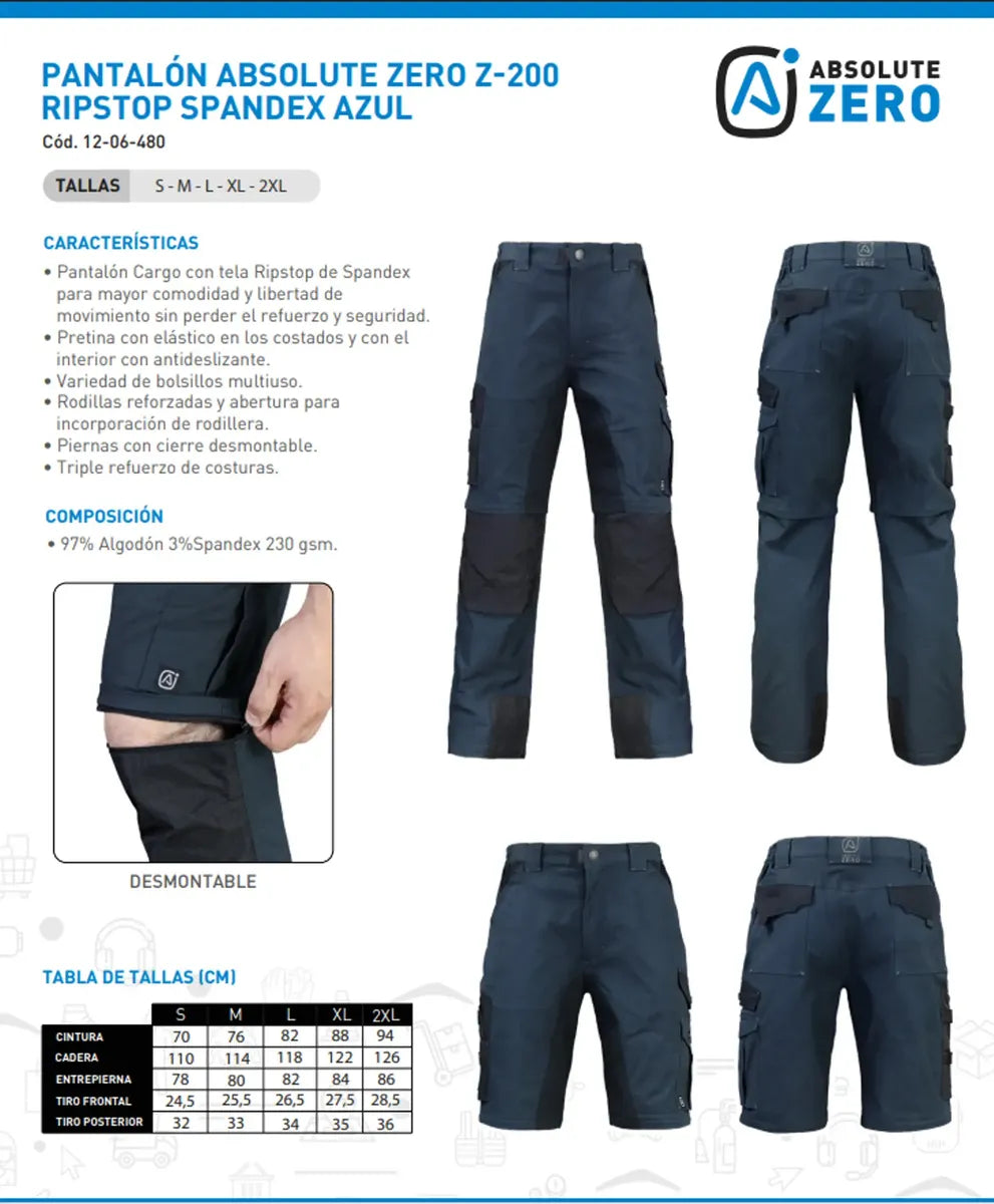 Pantalón Cargo Desmontable Hombre con Spandex | Trabajo y Outdoor 2 en 1