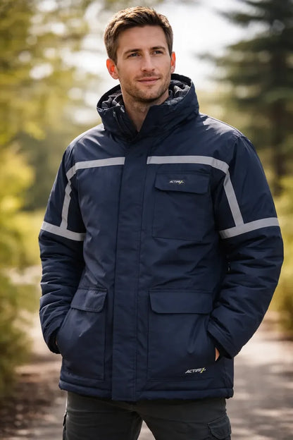 Parka Térmica Repelente al Agua Azul Hombre | Abrigo Liviano para Frío y Llovizna