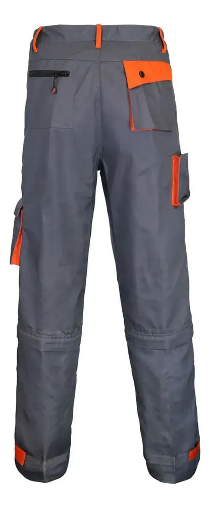 Pantalón Cargo de Trabajo Gabardina Gris Naranjo Hombre | Resistente y Funcional