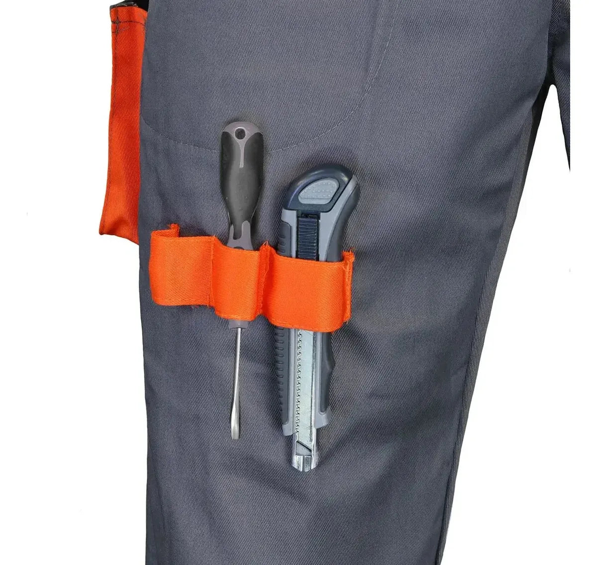Pantalón Cargo de Trabajo Gabardina Gris Naranjo Hombre | Resistente y Funcional