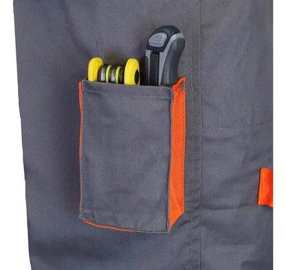 Pantalón Cargo de Trabajo Gabardina Gris Naranjo Hombre | Resistente y Funcional