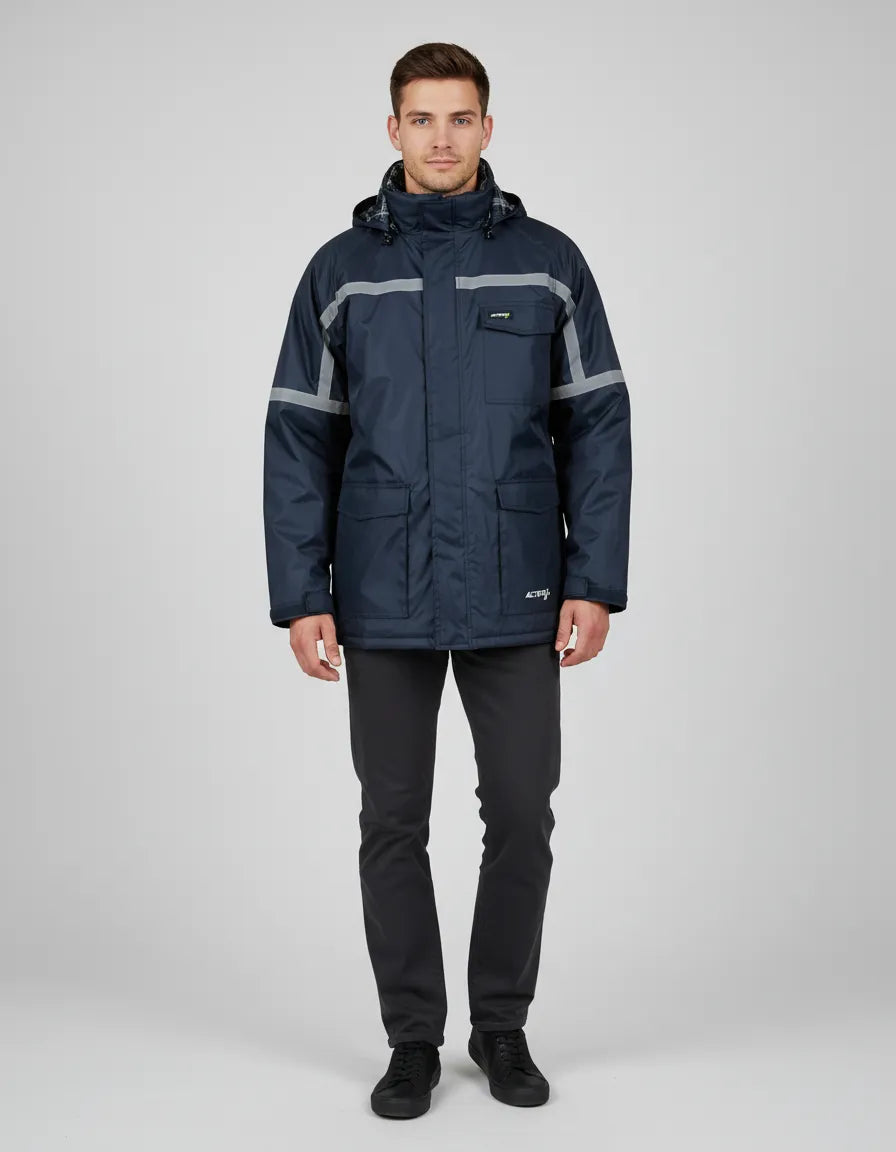 Parka Térmica Repelente al Agua Azul Hombre | Abrigo Liviano para Frío y Llovizna
